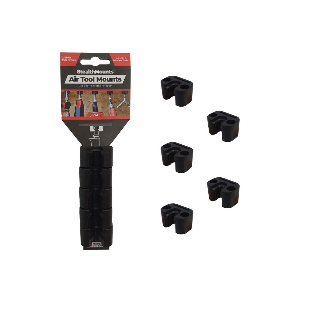 OM-ATM-BLK-5 1/4 in Fitting Air Tool Mounts, 5 Pac