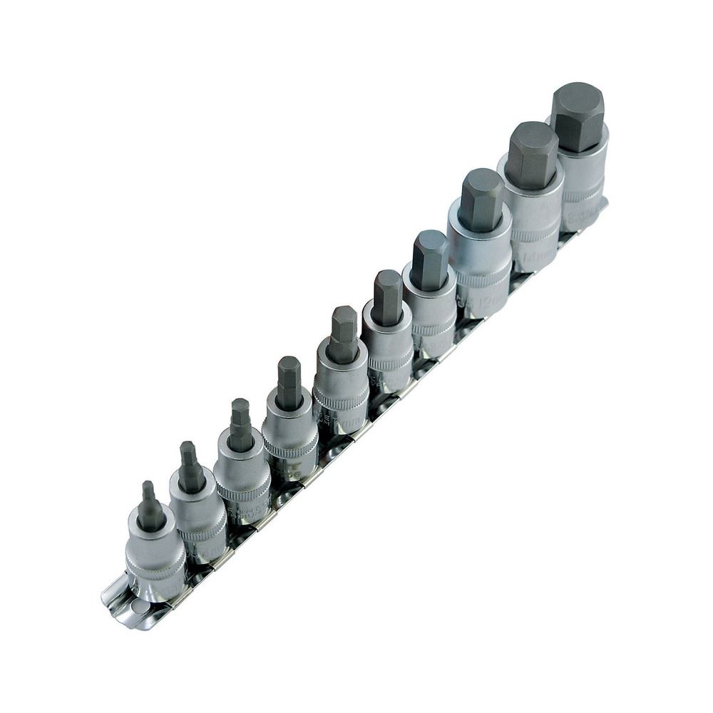 601802 10PC 3/8 in and 1/2 in DR Hex Bit Socket Se
