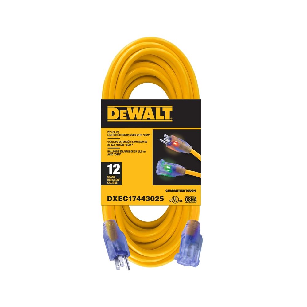 Extension Cord - 25ft 12/3 SJTW LIGHTED