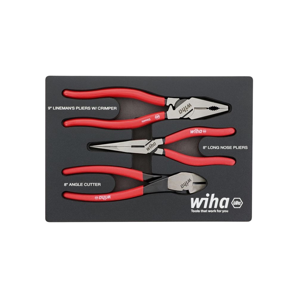 WIHA 34680 Piece Classic Grip Pliers and Cutters Tray Set