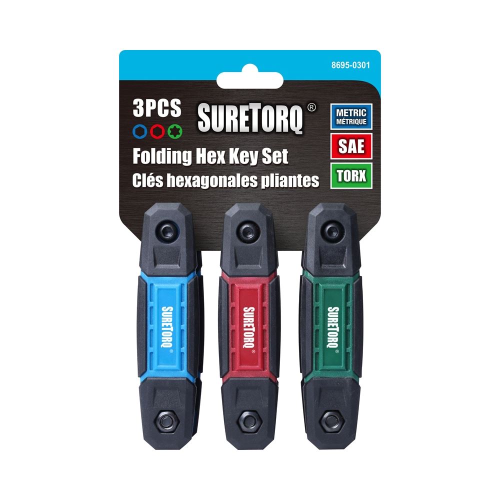 8695-0301 3 PC Folding Hex Key Set (METRIC - SAE -