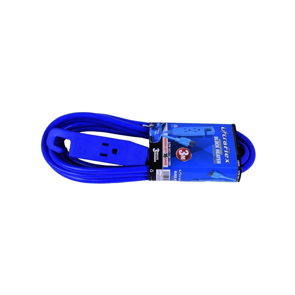 Extension Cord SJTW 16 / 3 3m 3-Outlet Block Heate