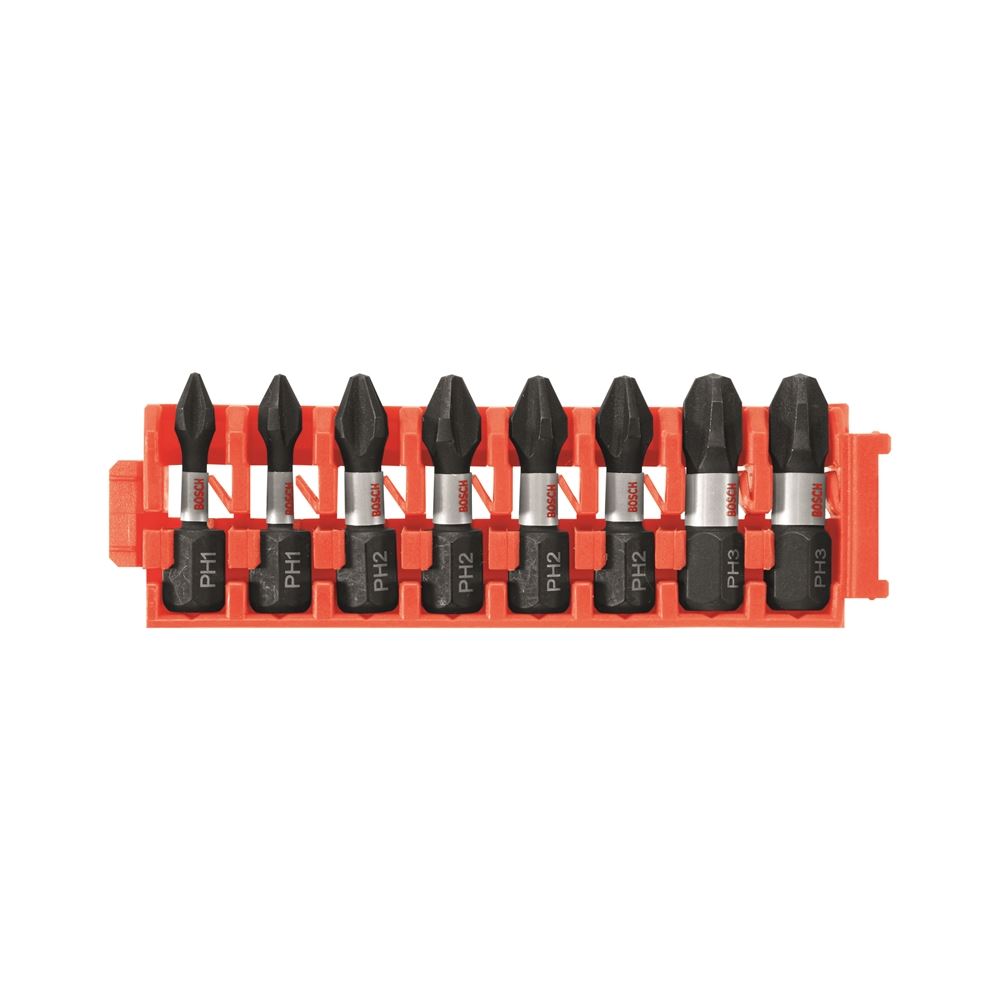 8 pc. Impact Tough Phillips 1 In. Insert Bits with