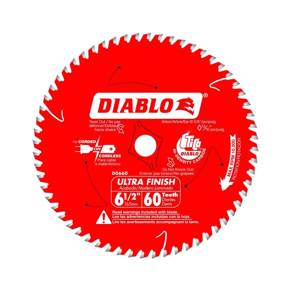 D0660A 6‑1/2 in. x 60 Tooth Ultra Finish Saw Blade