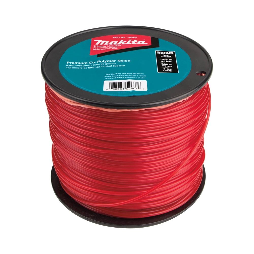 T-03458 Round Trimmer Line, 0.105in, Red, 690ft