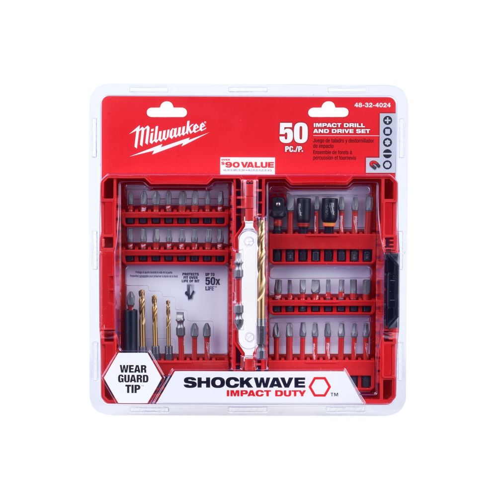 Milwaukee 48-32-4024 50-Piece Shockwave Impact Duty Drill and Drive Set  w/Torx Phillips Square Slotted Insert and Power Bits, Screwdriver Bit Sets  -  Canada