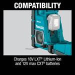 Makita DMR300 18V LXT / 12V MAX CXT Lithium‑Ion Cordless or Electric Job Site Charger / Radio with B