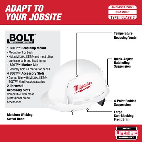 48-73-1001 Front Brim Vented Hard Hat with BOLT-2