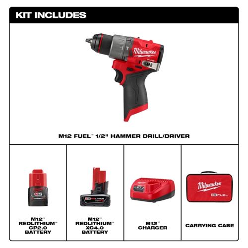 3404-22 M12 FUEL 1/2in Hammer Drill/Driver Kit-2