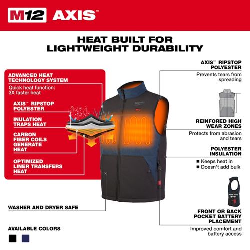 305BL-20 M12 HEATED AXIS VEST - BLUE