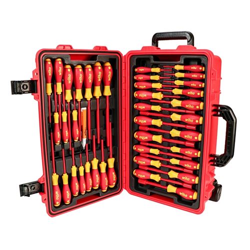 WIHA 32800 80 PIECE MASTER ELECTRICIAN'S INSULATED TOOLS SET IN ROLLING  HARD CASE