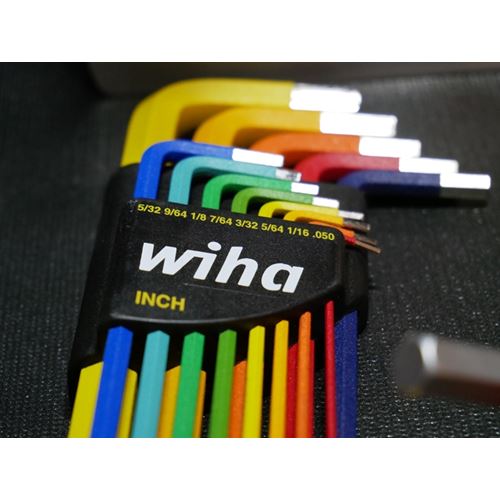 WIHA 66981 13 Piece Ball End Color Coded Hex L-Key Set - Inch