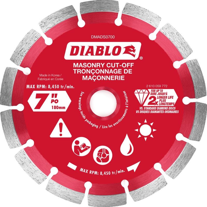 DMADS0700 7 in. Diamond Segmented Cut-Off Discs fo